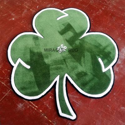 China Custom Handmade Embellished Logo Rug Carpet Non Slip 3d Customized Polyester Design Green Clover Blanket Dropshipping for sale