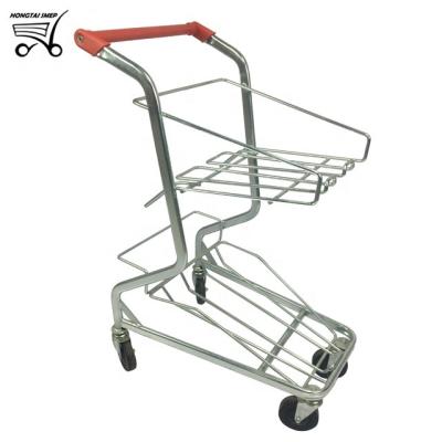 China Unveiling Small Hand Push Carts 4 Wheels Supermarket Three Baskets Shopping Trolley for sale