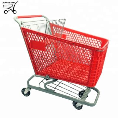 China Unfolding Cheap 4 Wheels 90L Plastic Grocery Carts Direct Shopping Carts For Retail for sale