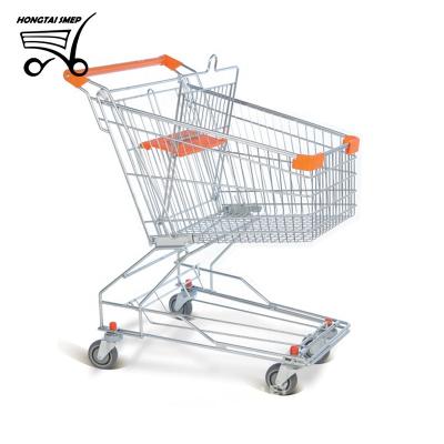 China Unfolding Asian Style Lightweight Quality 4 Wheel Supermarket Shopping Trolley for sale