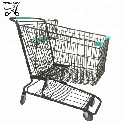 China 240L Unfolding Galvanized Metal Trolley American Unfolding Supermarket Hand Trolley for sale