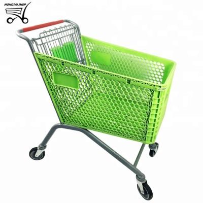 China Unfolding Durable Plastic Grocery German Style Supermarket Shopping Trolley for sale