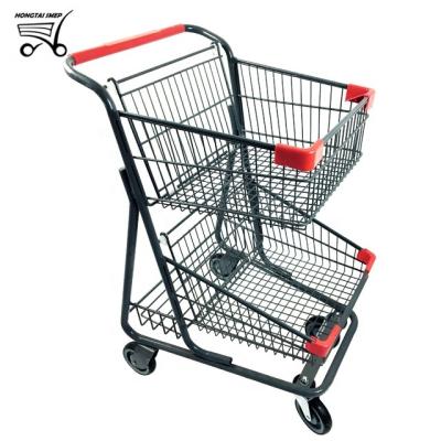 China Two-Tier Trolley Cart Factory Unfolding Hardware Market Store Metal Direct Selling for sale