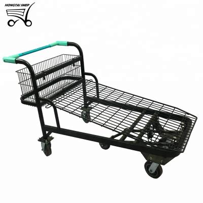 China Unfolding Warehouse Platform Delivery Push Cart Logistics Trolley For Sale for sale