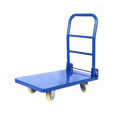 China Tools Steel Plate Foldable Heavy Duty Flat Cart Wheel Trolley Mute Cargo for sale