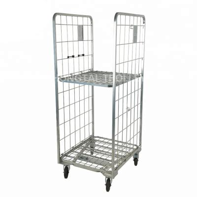 China Large Capacity Mobile Cardboard Metal Roll Container Collapsible Cage Trolley for sale