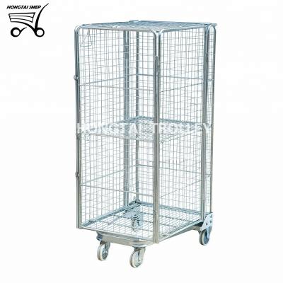 China Heavy Duty 4 Sides Wire Mesh Rolling Cage Container 4 Sided With 500 Kg for sale