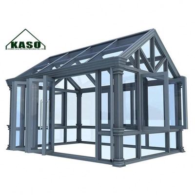 China Prefab Water Proof Extruded Large Aluminum Free Standing Sun House Designs Prefab Glass Veranda Garden House Sunroom for sale