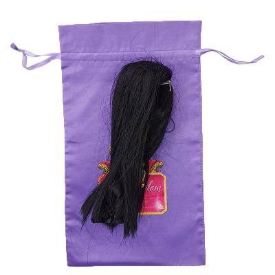 China Wholesale Custom Logo Silk Satin Hair Gift Packaging Bags With Drawstring for sale