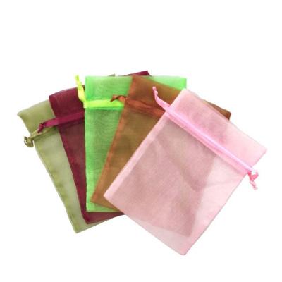 China Custom Small Recyclable Custom Print Logo Organza Jewelry Gift Drawstring Pouch Bags Wholesale for sale