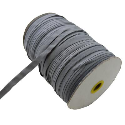 China Wholesale High Tenacity Customized 1cm Flat Elastic Rope With Nylon Material Gray for sale