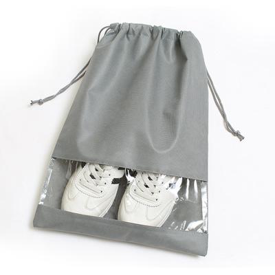 China Free Sample Shoe Pouch Custom Logo Shoe Bag Nonwoven Drawstring Drawstring PVC Transparent Window for sale