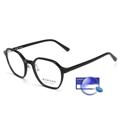 China Custom Small MOQ Anti Blue Light Acetate Frame Anti-Glare Light Glasses and Computer Black Optical Unisex Unisex Blue for sale