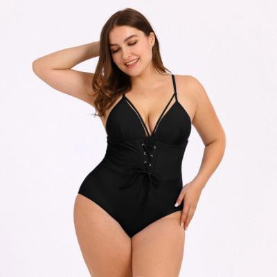 China Plus Size Plus Size Swimwear Bikini One Piece Women Big Breast Women Beach Monokini Big Size Printing Swimsuit Fat Swimwear for sale