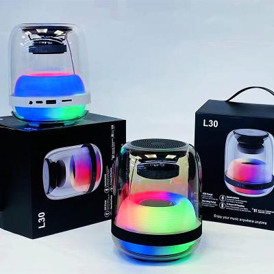 China New 2022 Dynamic Colorful Flash 4th Generation L30 Wireless Audio Mini Glass Miracast Music Speaker for sale