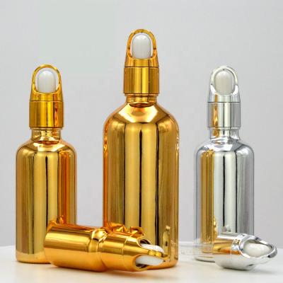 China Wholesale High End Silver Glass Personal Care Dropper Bottle With Flower Basket High End Lid for sale