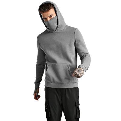 China 2021 New Anti-wrinkle Gray Hoodie Men's Mask Fashion Hoodie Sports Long Sleeve Winter Solid Hoodie for sale