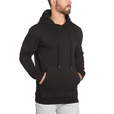 China Anti-wrinkle men's fitness hoodie simple black men's hoodie with pockets high quality custom printing hoodie for sale