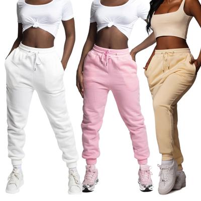 China Anti-wrinkle Women's Spring Pants and Trousers Track Pants Women's Solid Color Sweatpants Cotton Knitted Trousers for sale