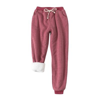 China Anti-wrinkle Women's Winter Warm Fleece Pants Sherpa Lined Sweatpants Women Joggers Pants for sale