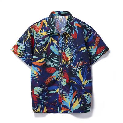 China 2022 Summer Hawaiian Print Shirt Men's Oversize Size Anti-pilling Shirt European Seaside Beach Short-sleeved Shirt for sale