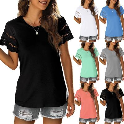 China QUICK DRY Women's T-shirts Solid Color Short Sleeve T-shirt Summer Promotion Top T-shirt Women for sale