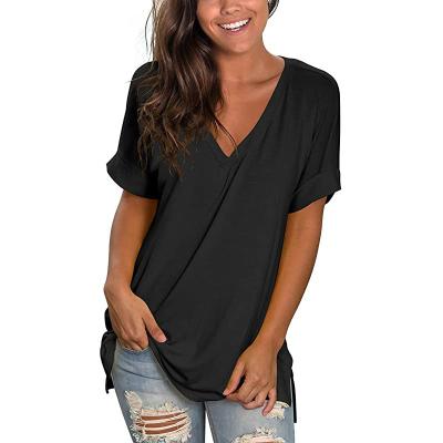 China Fashionable Women's Summer Oversized Loose Simple T-shirt v Neck QUICK DRY T-shirt for sale