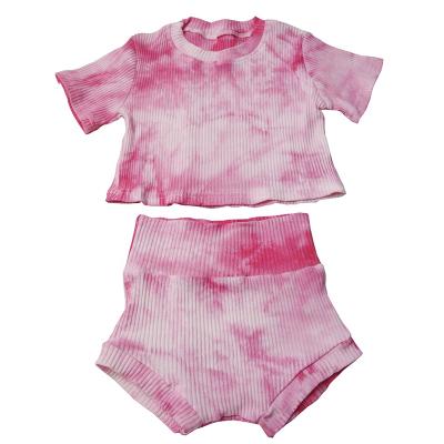 China 2020 Custom Summer Toddler Baby Outfit Solid Tie Dye Printed Tank Tops Kids Clothing Sets Beehive Outfit for sale