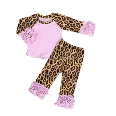 China Eco-friendly Kids Winter Clothing Sets Babies Leopard Cheetah Printed Outfits for sale