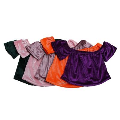 China Wholesale Baby Kids Clothes Top Kids Breathable Off Shoulder Velvet Tops For Girls for sale