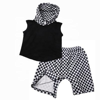 China Casual Cotton Kid Sleeveless Hooded Clothing Sets Kids Shirts Boy Children Clothes for sale