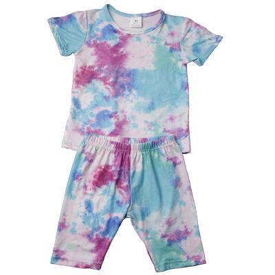 China Tie-Dye Pattern 2020 Baby Boy Sports Lovely Leisure Tie-Dye Pattern Cotton Summer T-Shirt With Shorts Cartoon Clothing Kids Clothes Set for sale