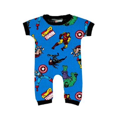 China New breathable fashion toddler wear super hero pattern printing sleeve rompers.baby boys clothing wholesale for sale