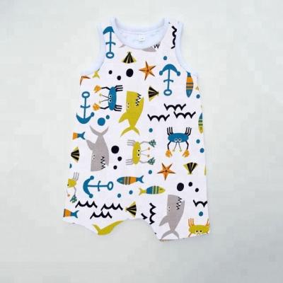 China New Colorful Casual Customize Baby Boy Clothing Cartoon Fish Printed Infant Clothes Cotton Kids Romper for sale