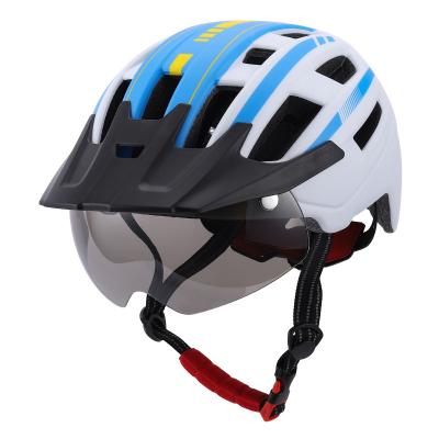 China Vintage Helmet With Big Brim Magnetic Suction Goggles For Men And Women Mountain Road Bicycle Riding Helmet With USB Charging Lamp for sale