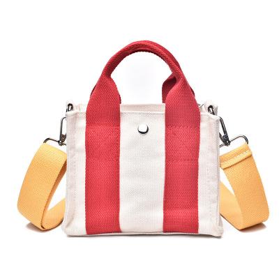 China New Spring/Square Canvas Bag Women's Summer 2022 Edition Contrast Color Korean Single Shoulder Diagonal Bag for sale