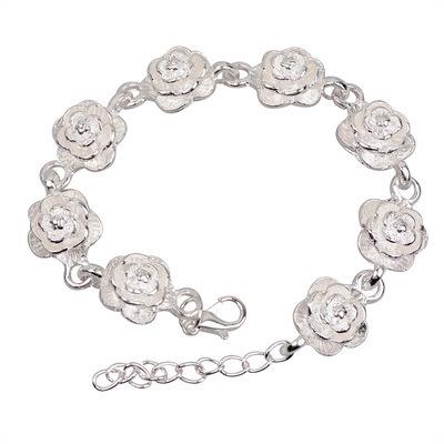 China Durable New Classic Rose Designer Bangle Alloy Silver Plated Stainless Steel Bangle For Women Jewelry Wholesale for sale