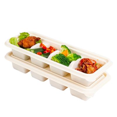 China Japanese bio cornstarch raw materials and Korean kitchen packing box, four compartment fast food box, meal set box and cover can be customized for sale