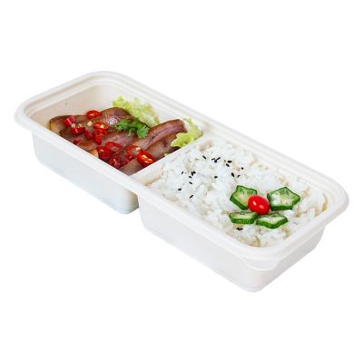 China Japanese Biodegradable Cornstarch Raw Materials Two Compartments Snack Box Bento Packing Box Cornstarch Meal Box Bio Can Be Customized for sale