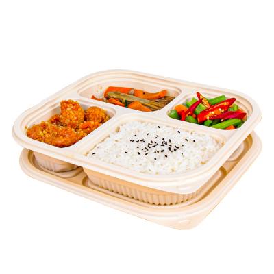 China Cornstarch Raw Materials Cornstarch Four Compartment Set Bio Degradable Meal Box Thickened, Durable, Microwave Sustained, Customized for sale