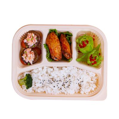 China Cornstarch Raw Materials Cornstarch Four Compartment Set Bio Degradable Meal Box Thickened, Durable, Microwave Sustained, Customized for sale