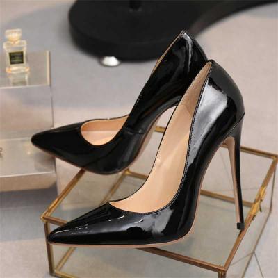 China Lady High Quality Breathable Spike Heels Shoes Classic Women Office Patent Leather Heel Sandals for sale