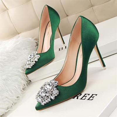 China New Arrival OL Deodorization Shiny Elegance Rhinestone Stiletto Sandals Wholesale Spike High Heels Pumps Ladies Shoes for sale