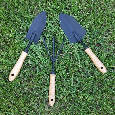 China Mini Shovel Garden Shovel 3 Pcs Set Small Shovel Garden Tool Hand Planting Tools Shovel Wood Handle Planting Tools for sale