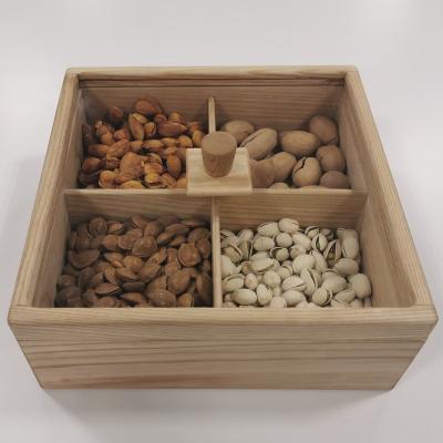 China High Quality Stocked Dried Fruit Box Packaging Customized Wooden Nuts Box Wooden Candy Box for sale