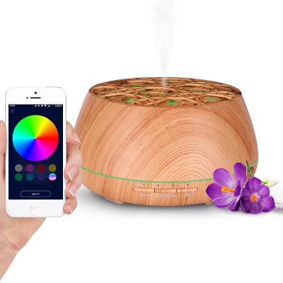 China Hotel Humidifier Aromatherapy 400ml Scent Diffuser Machine Light Wood Grain Ultrasonic Diffuser for sale