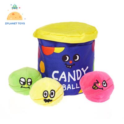 China 2021 Viable Cotton Lovely Candy Jar Dog Creative Interactive Sweet Food Chew Squeaky Toys for sale