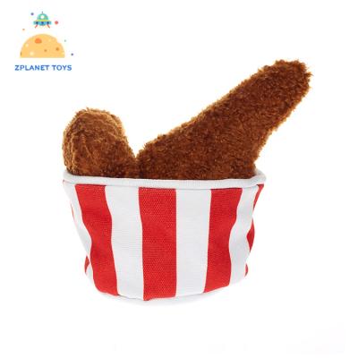 China Wholesale Eco-Friendly Viable Cute Fast Food Fried Chicken Soft Durable Squeaky Pet Plush Dog Toy for sale