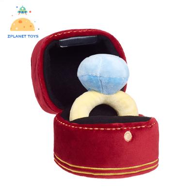 China Squeaky Plush Pet Dog Chew Viable Toy Cute Ring Box Shape Dog Wedding Toys for sale