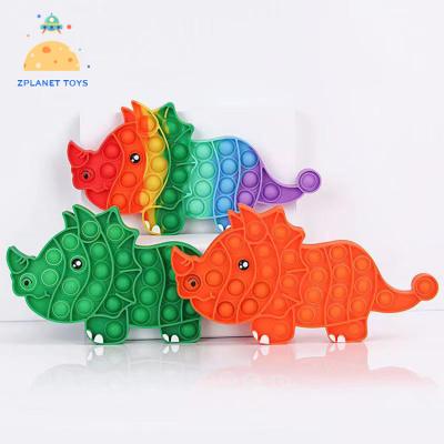 China Hot Selling Adults Triceratops Shape Silicone Push Up Material Bubble Wiggle Sensory Toys Set for sale